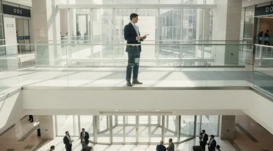 Strategic business networking at professional convention with focused interactions