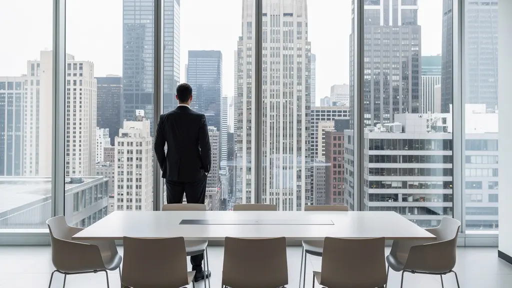 Modern office space showing strategic planning and decision-making environment