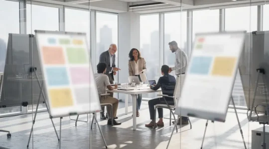 Strategic business transformation visualization showing directional change and adaptive growth paths