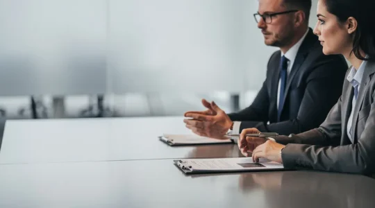 Professional business negotiation scene with supplier dispute resolution documents