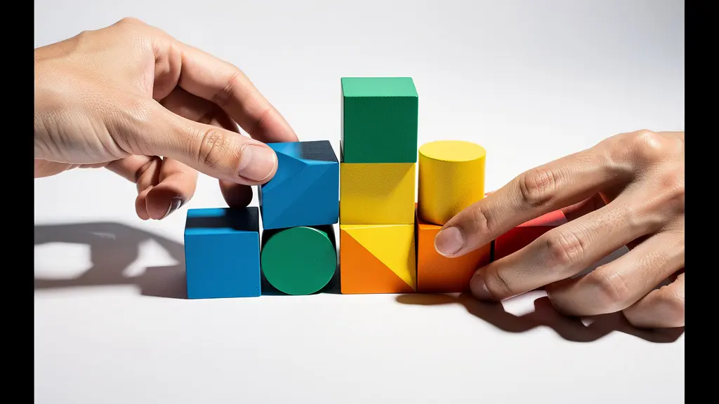 Abstract visualization of financial benchmarking data with colorful geometric patterns