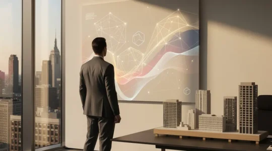 Executive reviewing multiple franchise locations growth charts in modern office