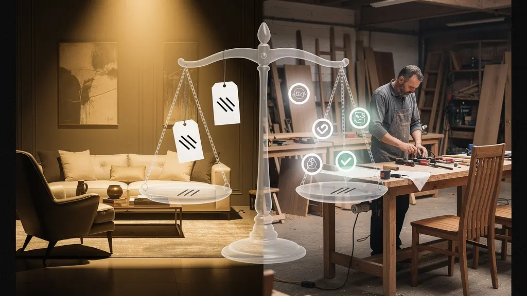 Strategic business negotiation scene showcasing franchise furniture vendor cost analysis