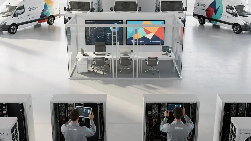 Visual representation of hybrid tech-enabled service franchise operations