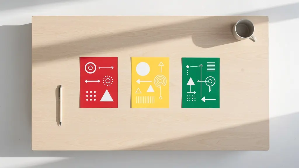 Minimalist workspace showing decision-making framework for busy periods
