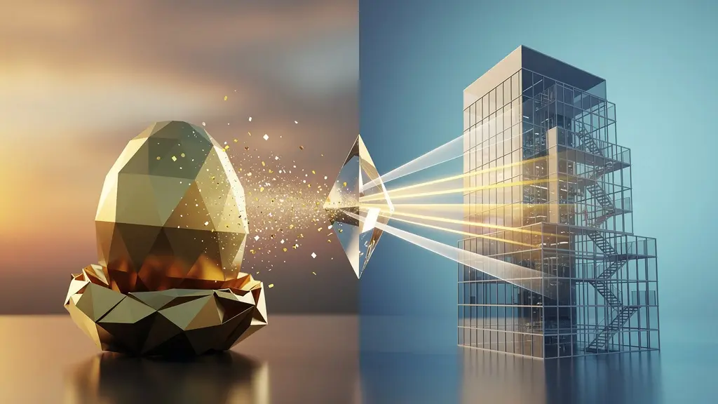 Visual metaphor of retirement nest egg transforming into business opportunity