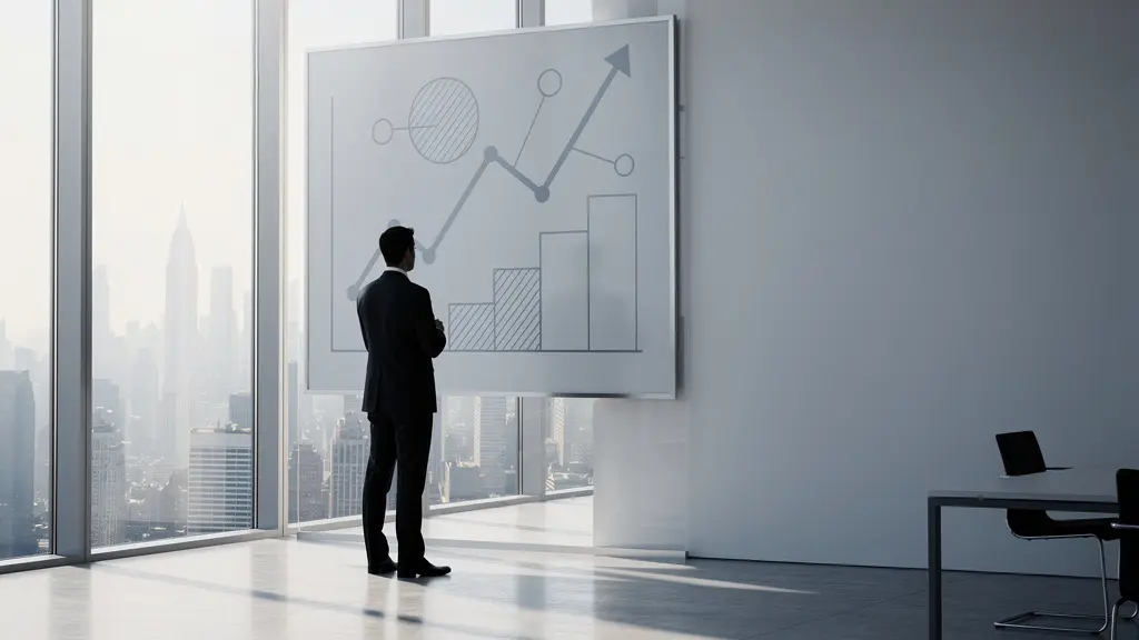 Business owner analyzing revenue growth charts and financial milestones for general manager hiring decision